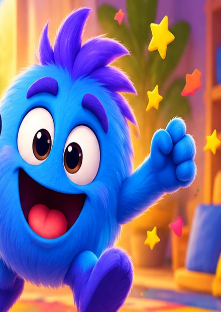 Kabloo's cheerful blue mascot waving