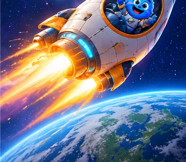Kabloo flying home in the repaired rocket